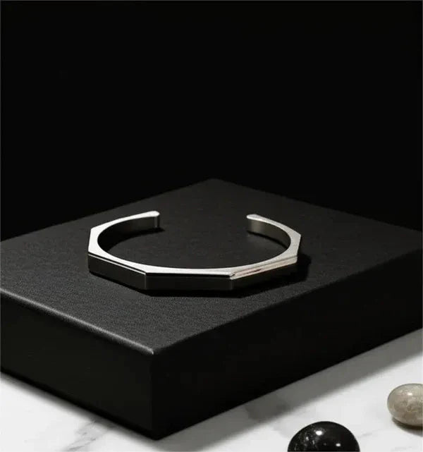 Stainless Steel Hexagon Cuff Bangle