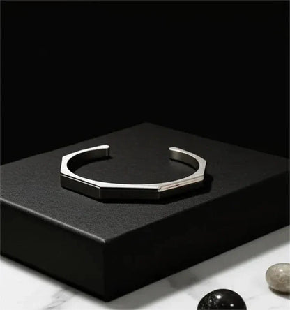 Stainless Steel Hexagon Cuff Bangle
